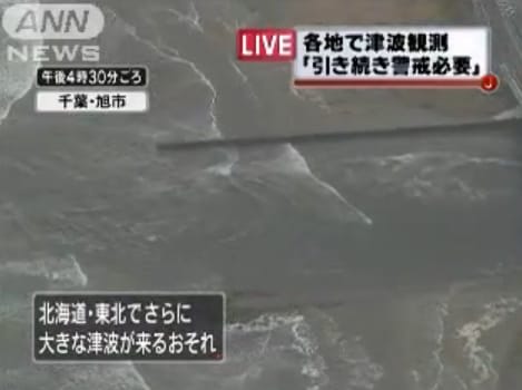 Ein Tsunami erreicht Japan