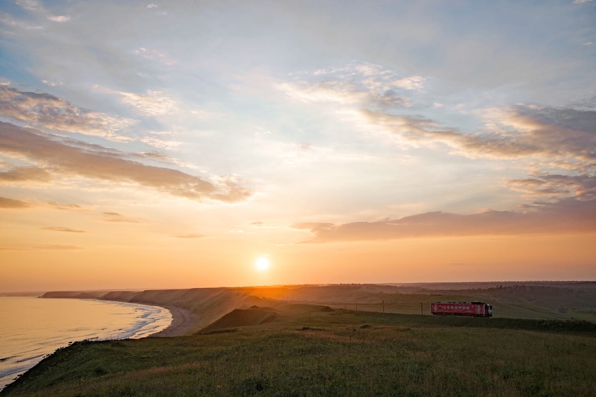 Die Bahnlinie am östlichen Ende Japans