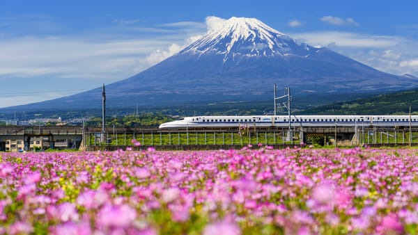 Unterwegs mit dem Shinkansen.