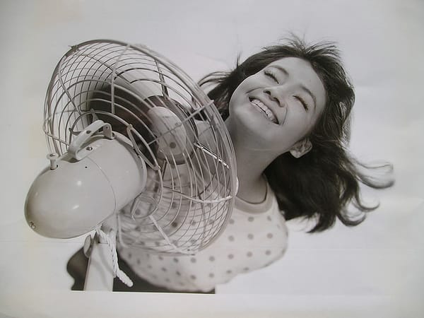 Eine Werbung für Ventilatoren in Japan