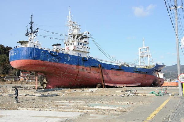 Für immer gestrandet? Die Kyotokumaru Nr. 18 in Kesennuma.