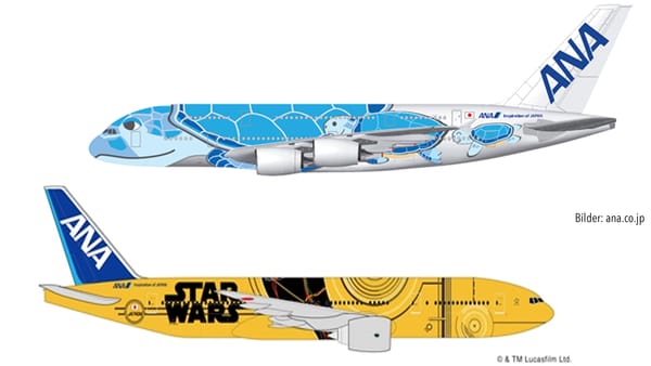 Die Flying Honu (oben) und der C-3PO™ ANA JET von ANA.