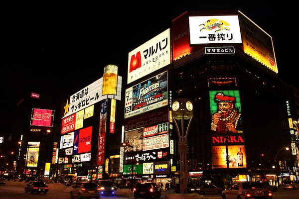 Sapporo in der Nacht.