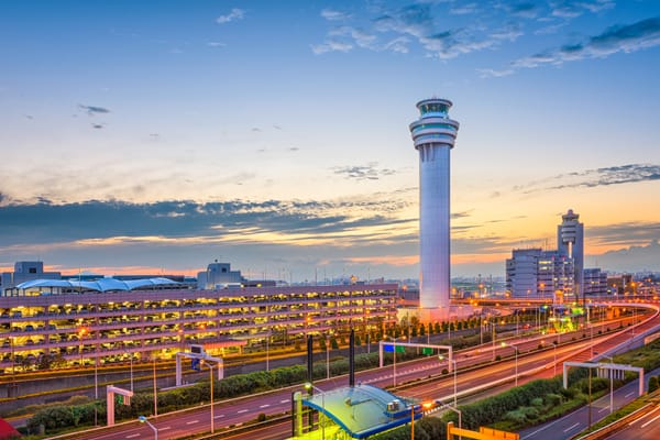 Der Flughafen Haneda in der Bucht von Tokio.