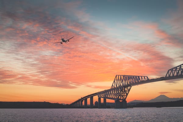 Die Tokyo Gate Bridge und der Fuji.