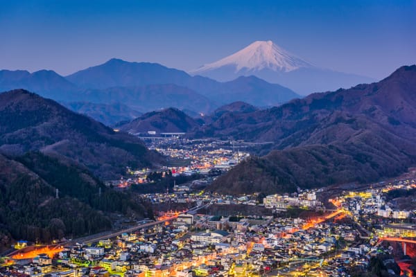 Die Sicht auf den Fuji von Otsuki.