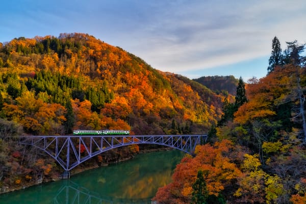 Die Tadami-Linie in der Region Aizu im Nordosten Japans.