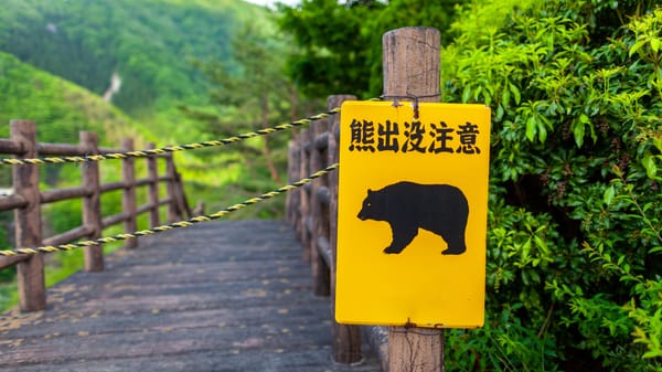 Ein Bären-Warnschild in Japan.