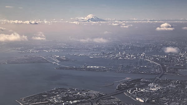 Aussicht auf Tokio und den Fuji.