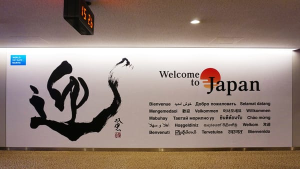 &quot;Welcome to Japan&quot; im Flughafen Narita.