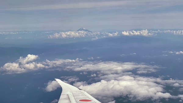 Sicht auf den Fuji vor dem Landeanflug.