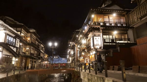 Ginzan-Onsen an einem Dezembertag.